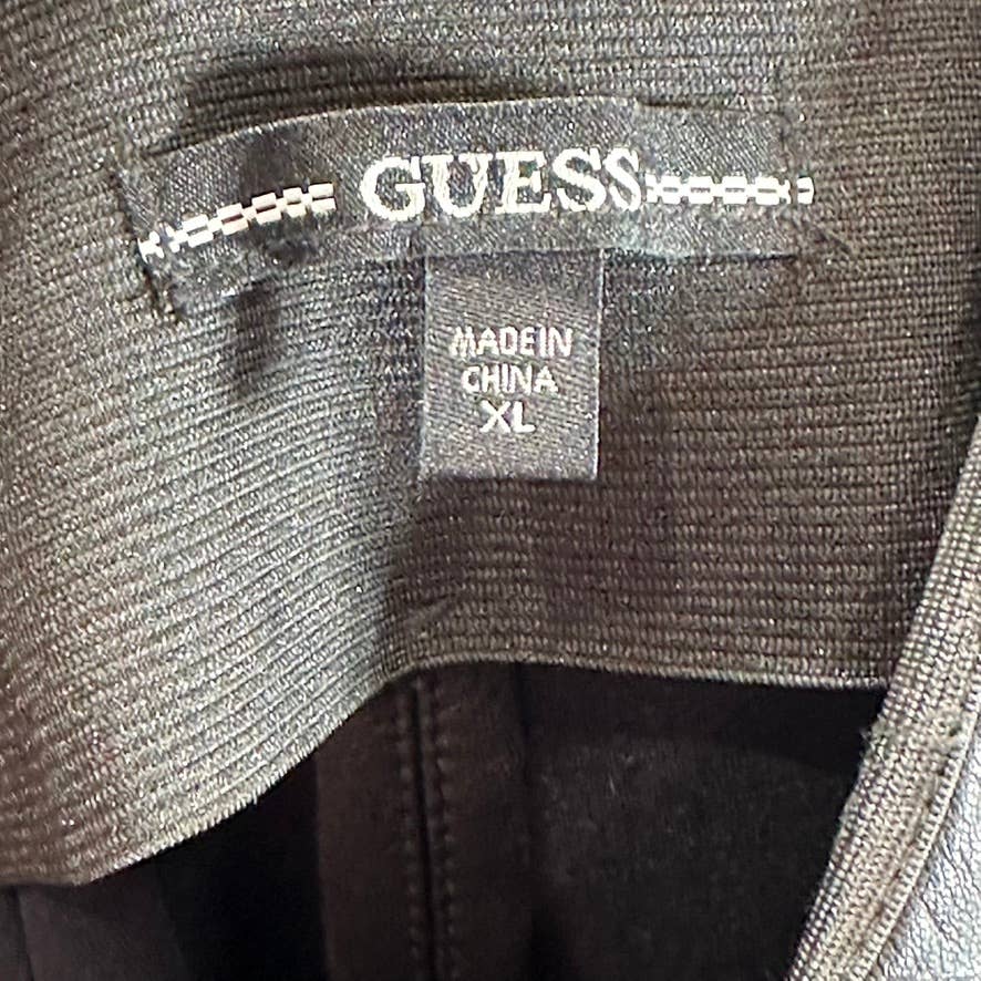 GUESS Women's Jet Black Faux-Leather Priscilla Side Zipper Pull-On Leggings SZXL