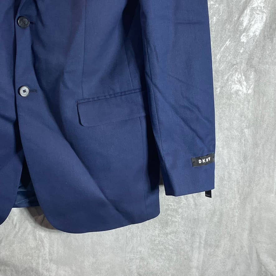 DKNY Men's Blue Textured Long Modern-Fit Stretch Two-Button Suit jacket SZ 40L