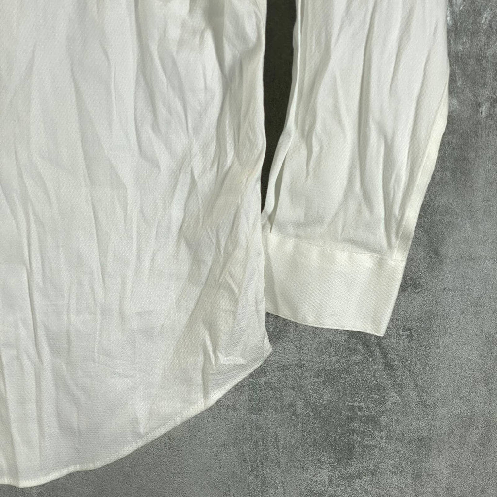 ALFANI Men's White Athletic-Fit Performance Stretch Twill Textured Shirt SZ S