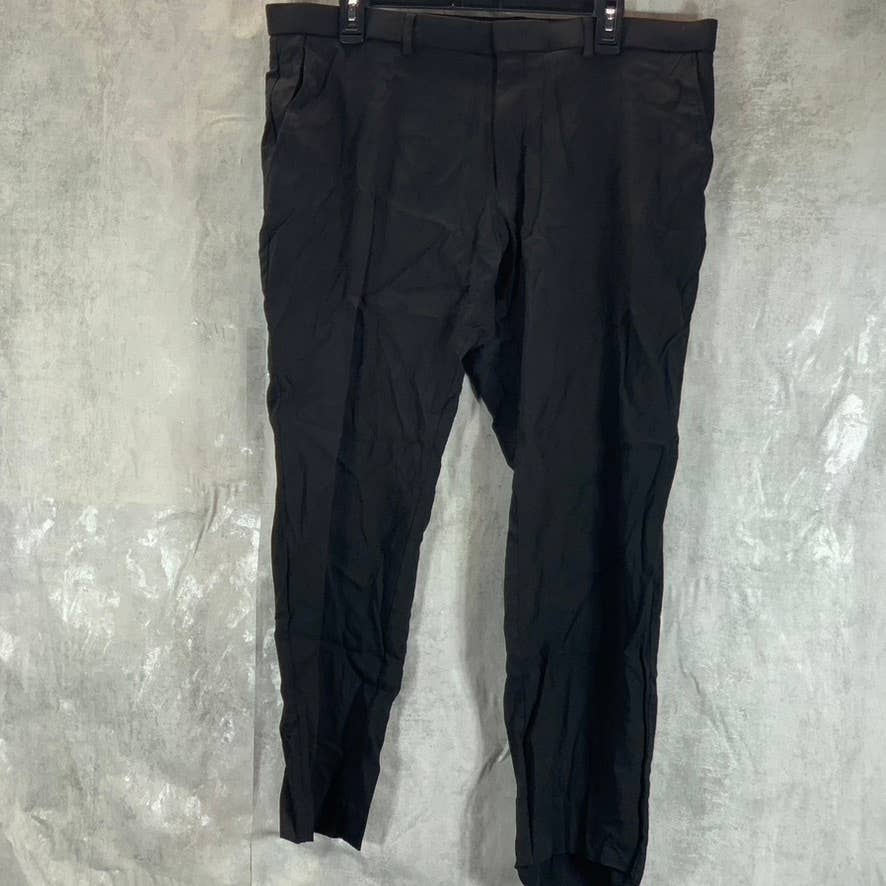 TOMMY HILFIGER Men's Black Solid TH-Flex Stretch Modern-Fit Dress Pants SZ 38X29