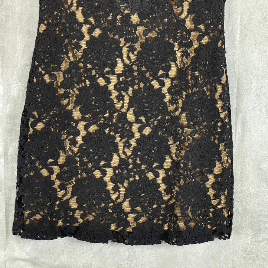 ASTR Women's Black Mesh Lace Lined Short-Sleeve Bodycon Mini Dress SZ XS