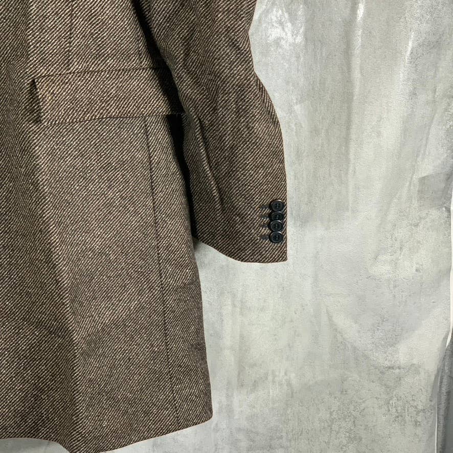 HUGO BOSS Men's Brown Slim-Fit Migor Patterned Stretch 3-Button Overcoat SZ 44R