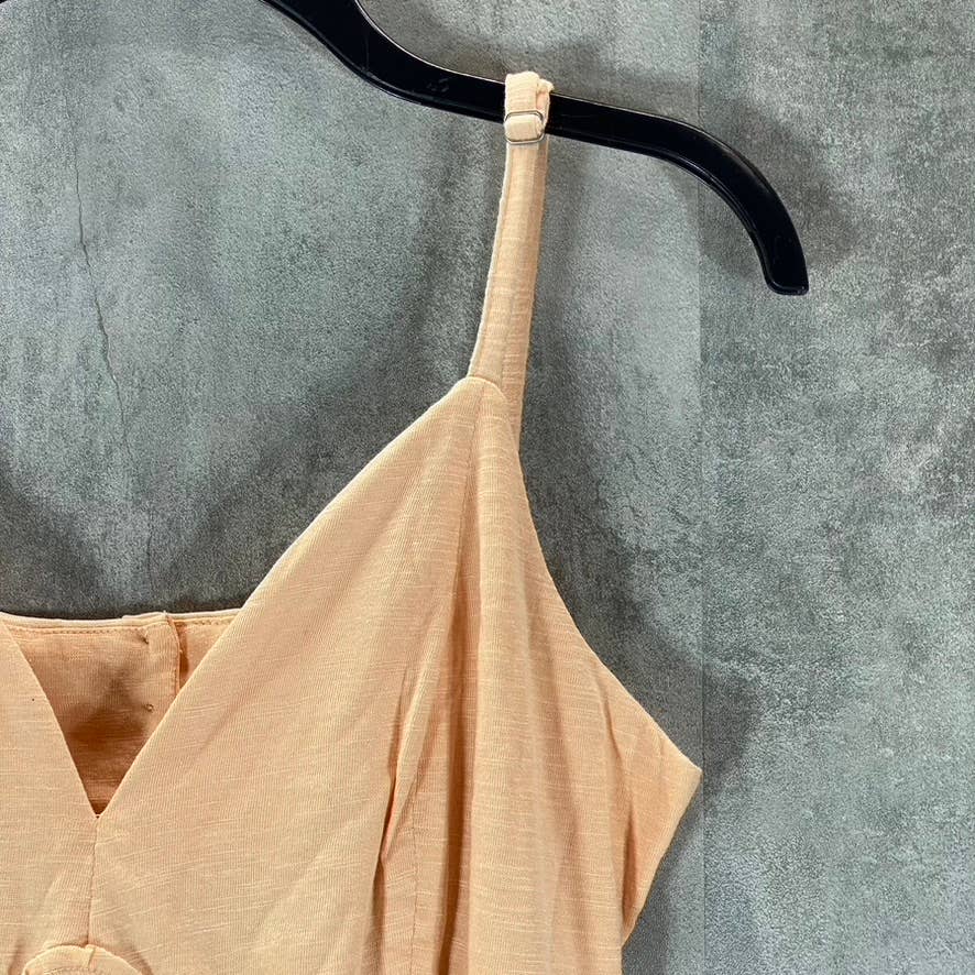 BLACK TAPE Women's Peach Twist V-Neck Textured Empire-Waist Midi Dress SZ L