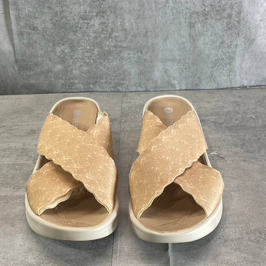 BZEES Women's Almond Sahara Washable Fabric Wedge Slide Sandals SZ 7