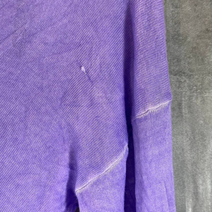 GUESS Women's Lilac Forever Sandra V-Neck Drop-Shoulder Ribbed-Hem Sweater SZ L