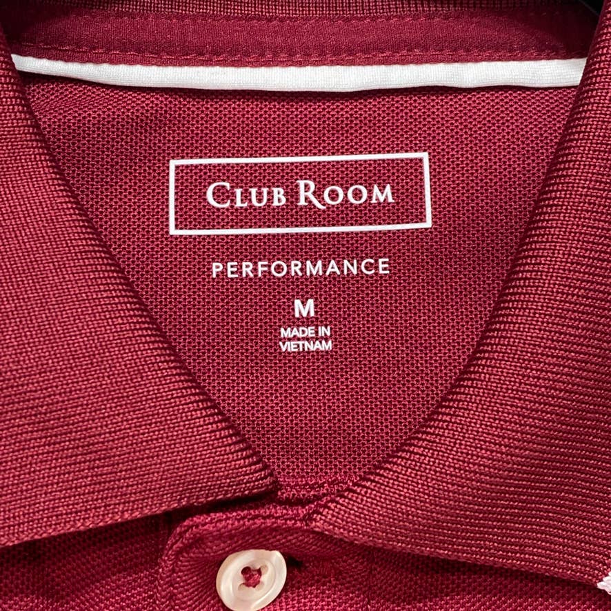 CLUB ROOM Red Solid Sport Striped Short Sleeve Polo Shirt SZ M