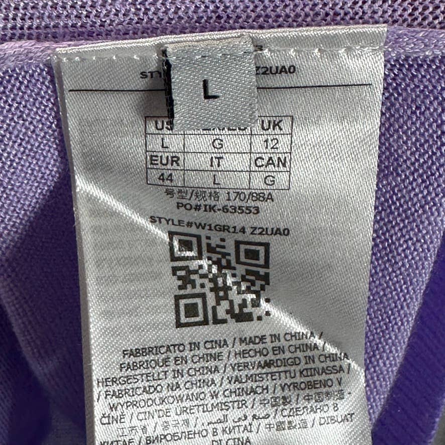 GUESS Women's Lilac Forever Sandra V-Neck Drop-Shoulder Ribbed-Hem Sweater SZ L