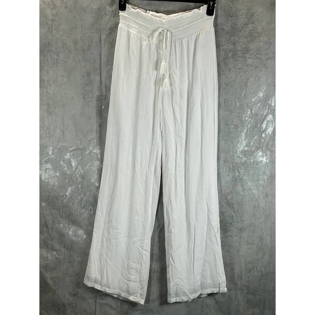 INC INTERNATIONAL CONCEPTS Women's Bright White Smocked Drawstring-Waist Pants