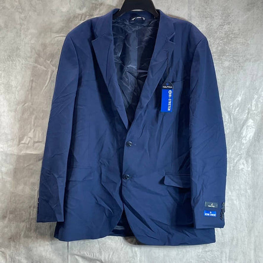 NAUTICA Men's Blue Solid Long Modern-Fit Two-Button Bi-Stretch Suit Jacket SZ46L