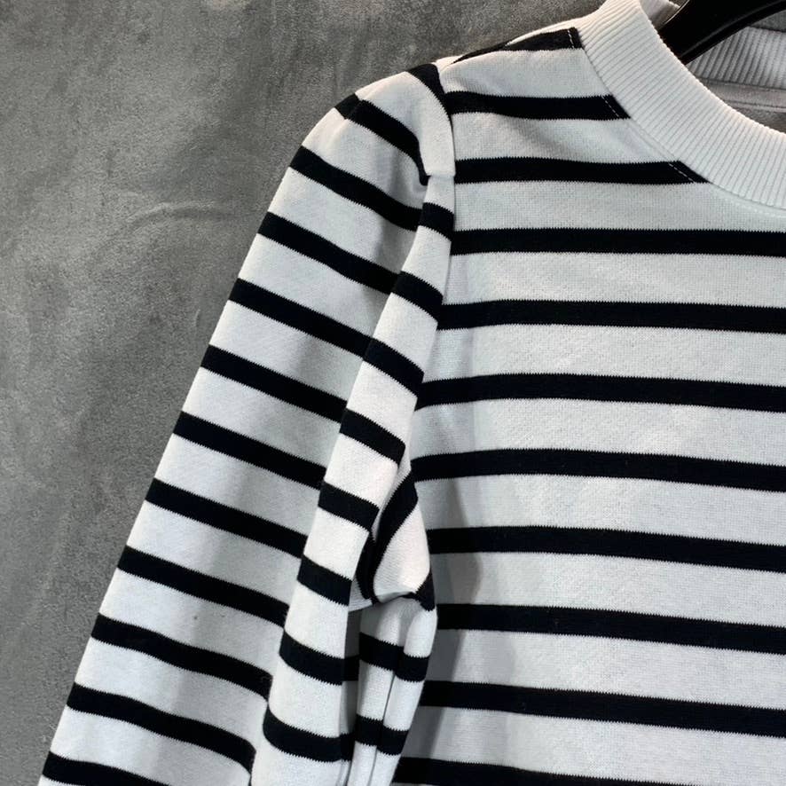 CHARTER CLUB Women's Petite Black-White Striped Sequin-Applique Sweatshirt SZP/S