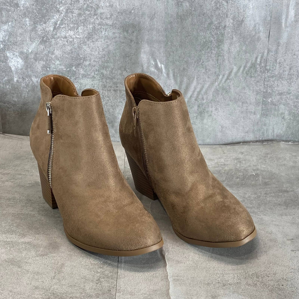 STYLE & CO Women's Taupe Masrinaa Slip-On Block-Heel Ankle Booties SZ 7.5