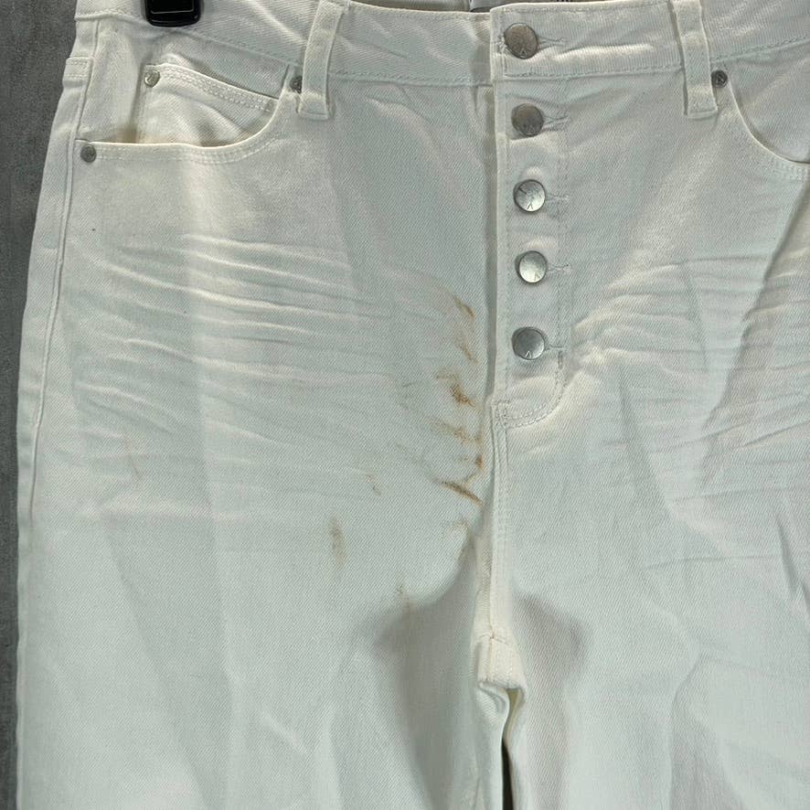 AND NOW THIS Women's White The Perfect Skinny High-Rise Raw-Hem Button-Fly Jeans