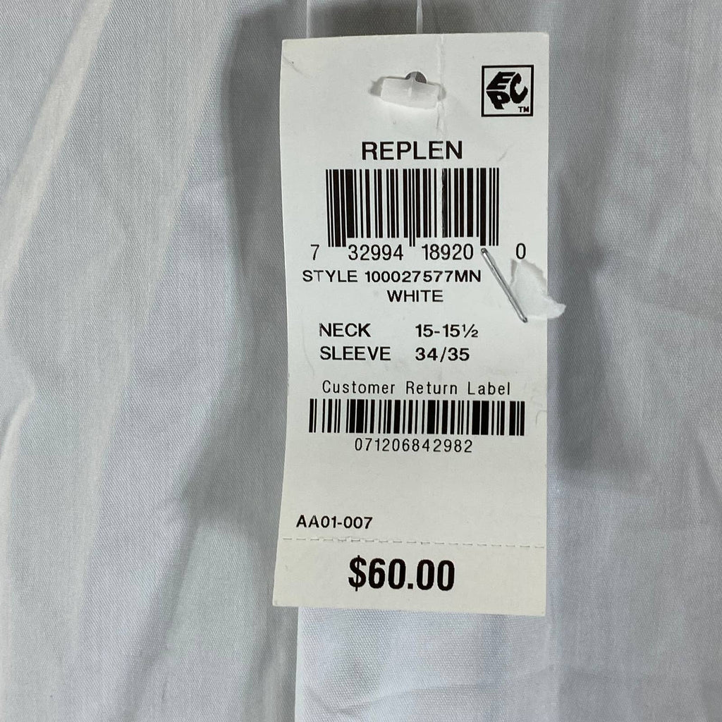 ALFANI AlfaTech Men's White Solid Regular-Fit Dress Shirt SZ M(15-15.5 34/35)