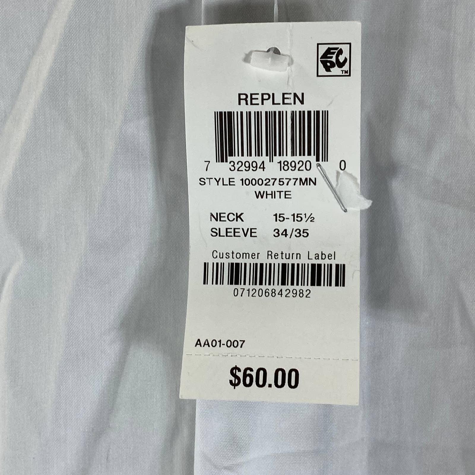 ALFANI AlfaTech Men's White Solid Regular-Fit Dress Shirt SZ M(15-15.5 34/35)