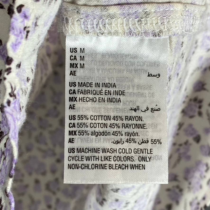 STYLE & CO Women's Sweet Lilac Fog Printed Long-Sleeve Button-Up Popover Top SZM