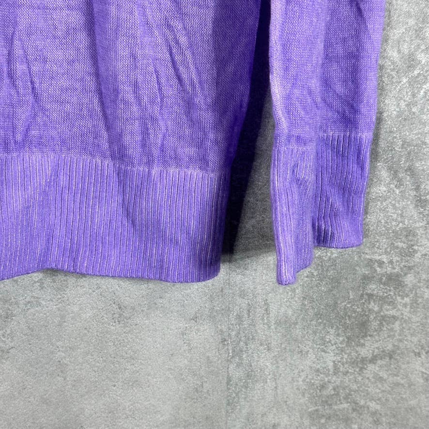 GUESS Women's Lilac Forever Sandra V-Neck Drop-Shoulder Ribbed-Hem Sweater SZ L
