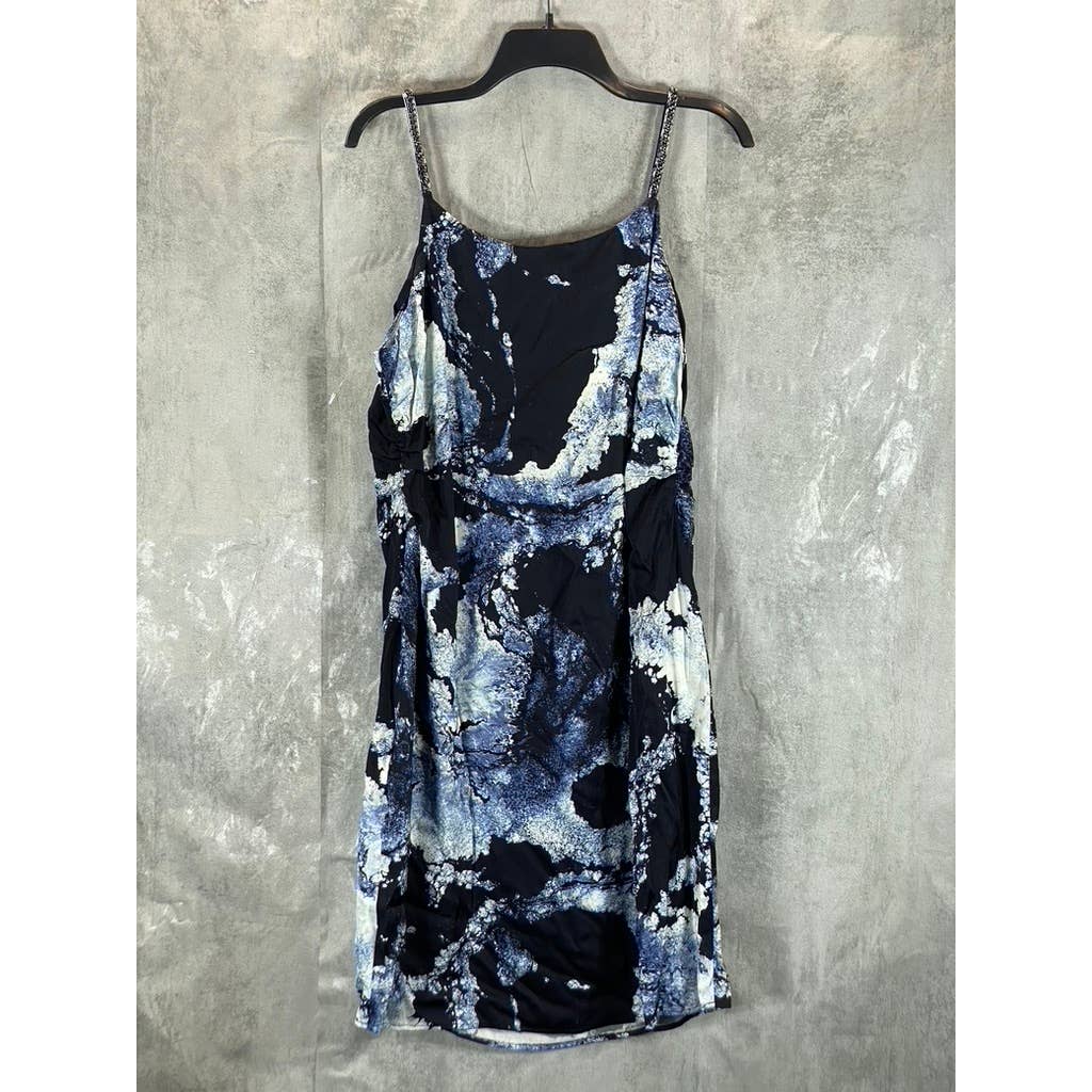 BELLDINI Black Label Women's Metallic Marble Chain-Strap Printed Dress SZ XL