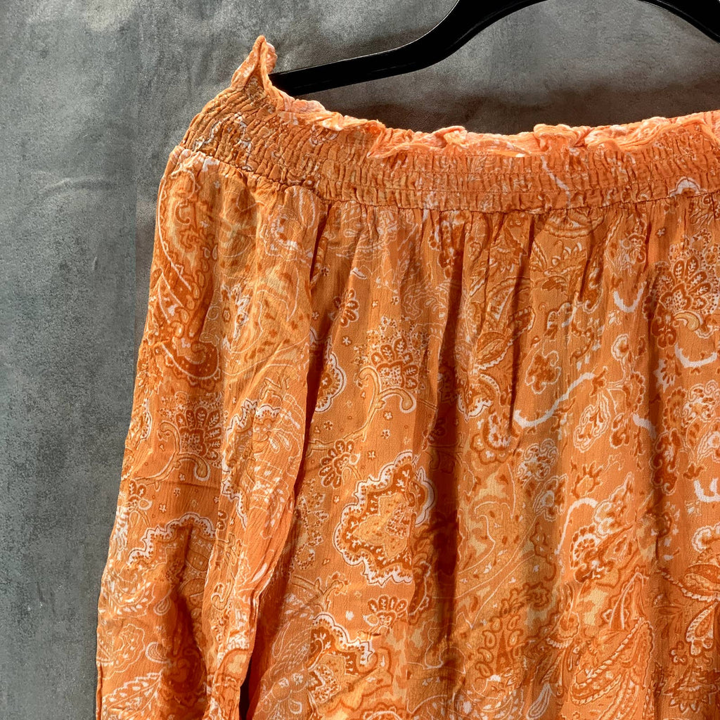 MICHAEL MICHAEL KORS Women's Petite Nectarine Paisley Off-The-Shoulder Top SZP/M