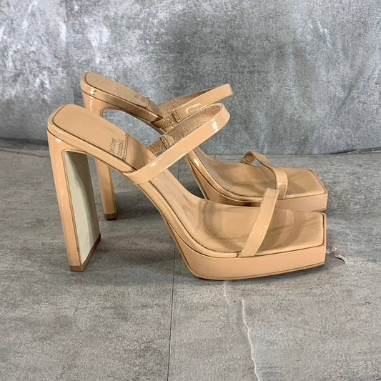 JEFFREY CAMPBELL Women's Dusty Nude Patent Hustler Platform Sandals SZ 8