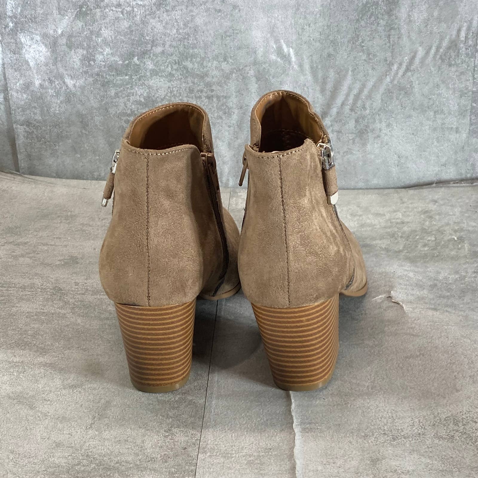 STYLE & CO Women's Taupe Masrinaa Slip-On Block-Heel Ankle Booties SZ 7.5