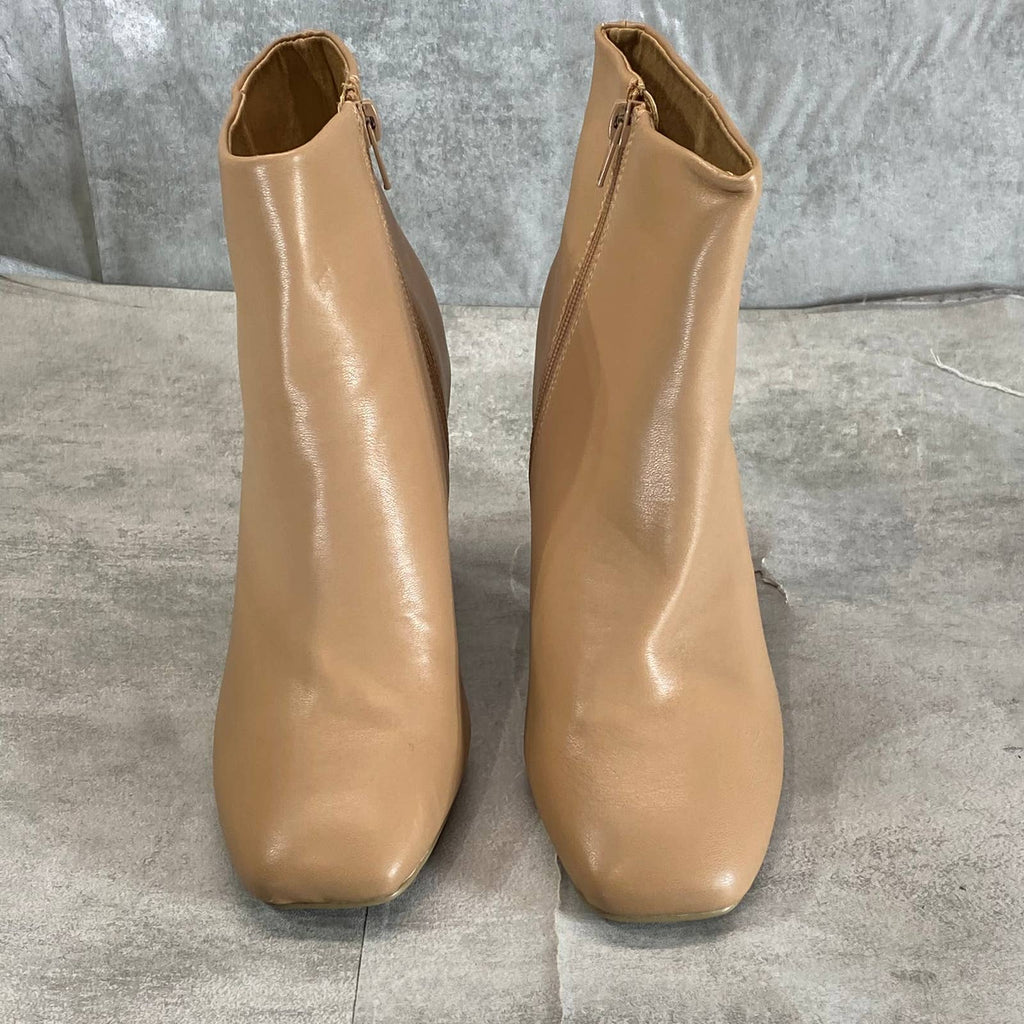 DV By DOLCE VITA Women's Caramel Maudry Square-Toe Block-Heel Dress Booties SZ 6