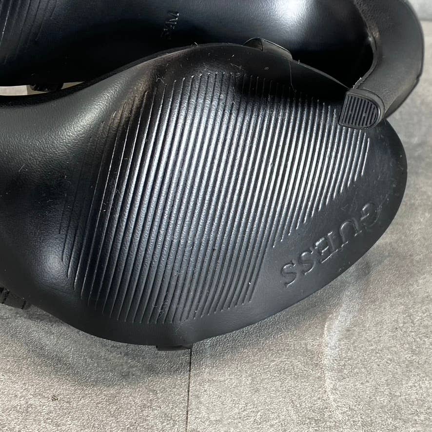 GUESS Women's Black Felicia Transparent Ankle-Strap Round-Toe Stiletto Sandals