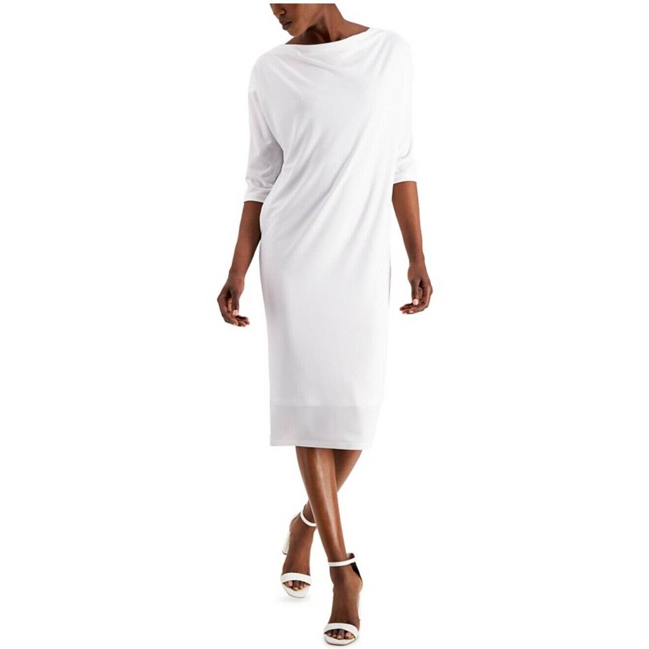 INC INTERNATIONAL Women's Washed White Convertible Knit A-Line Dress SZ XL