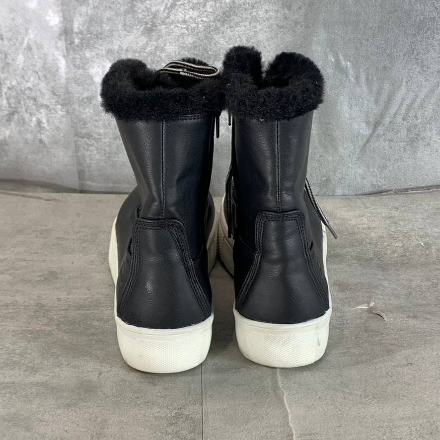 ECKO RED Women's Black Nomi Faux-Fur Lace-Up Platform Boots SZ 7