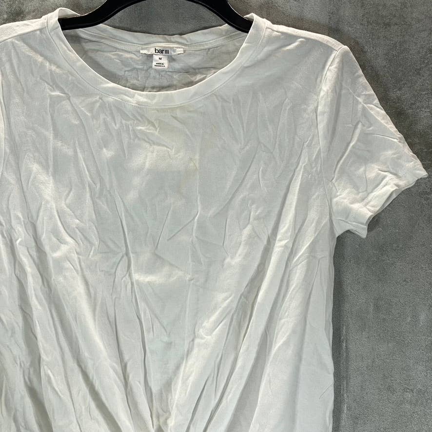 INC INTERNATIONAL CONCEPTS Women's Solid White Twist-Front Short Sleeve Top SZ M