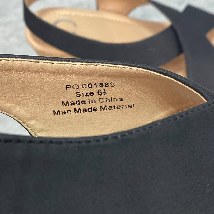 JOURNEE COLLECTION Black Jenice Wedge Sandal SZ 6.5