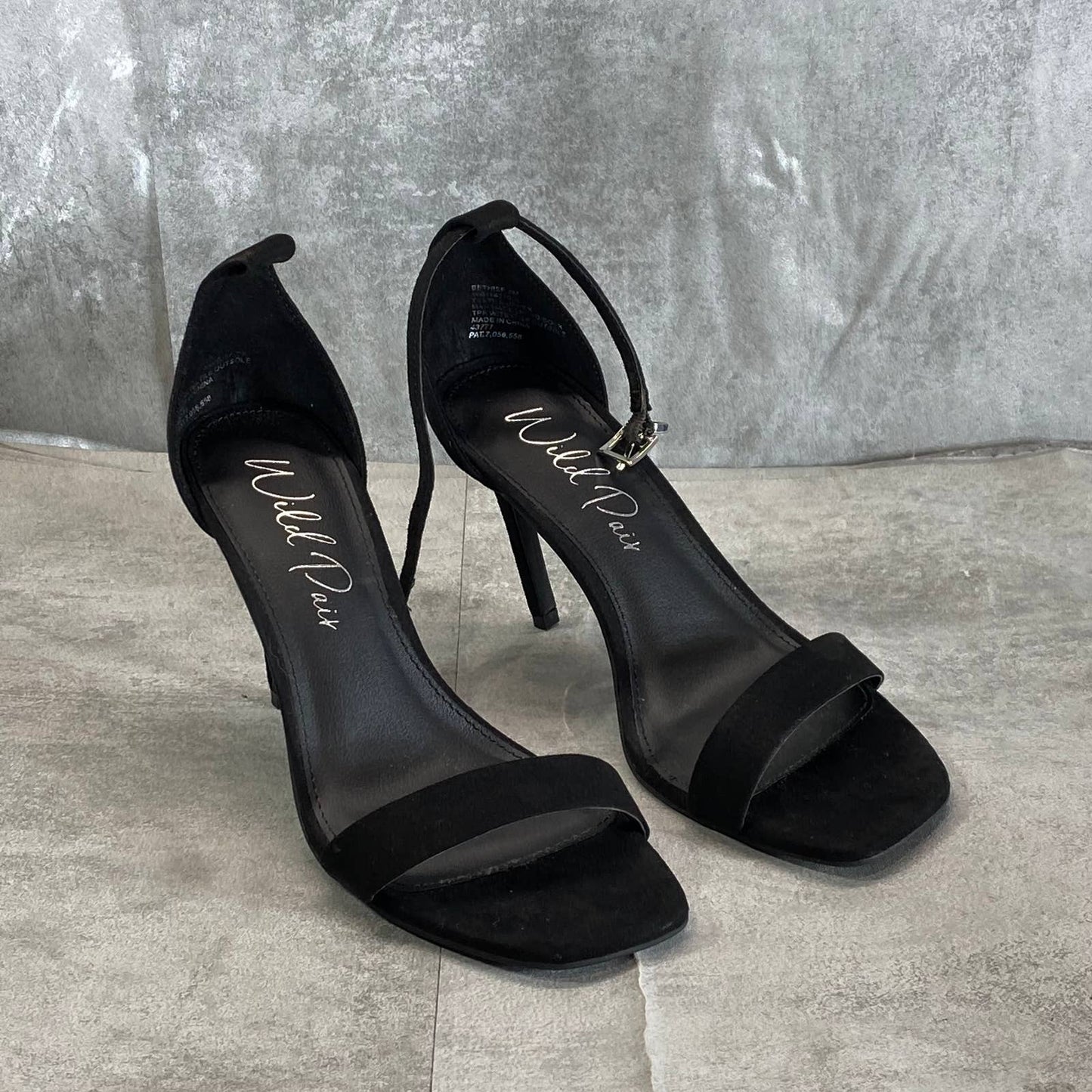 WILD PAIR Women's Black Micro Bethie Square-Toe Two-Piece Dress Sandals SZ 7