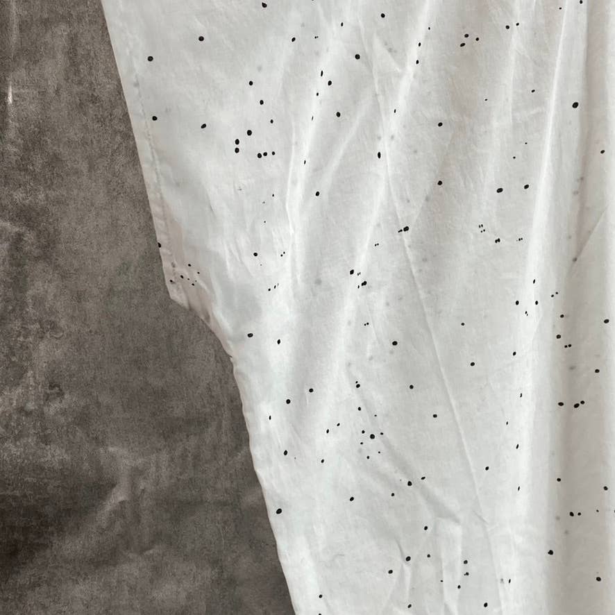 EILEEN FISHER Women's White Organic Cotton Voile Splatter Print Box-Top SZ S/M