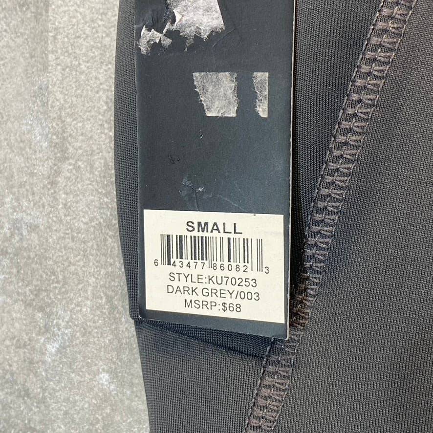 KAY UNGER Women's Dark Grey High-Waist Tummy Control Mesh Cuff Pull-On Leggings SZ S