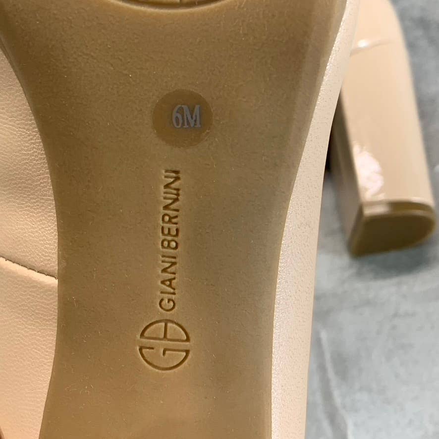 GIANI BERNINI Women's Nude Smooth Laynne Round Cap-Toe Block-Heel Pumps SZ 6