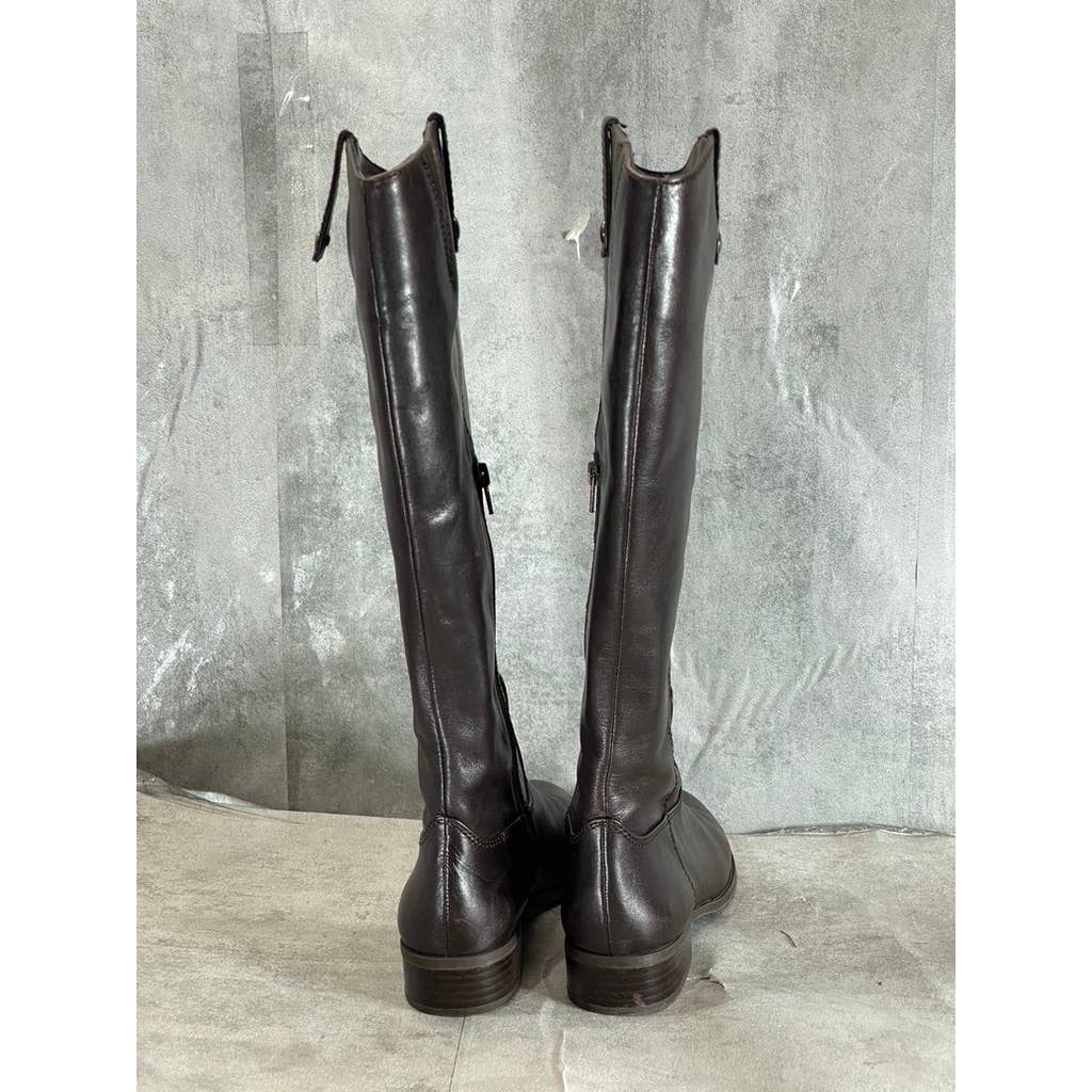 INC INTERNATIONAL Women's Chocolate Leather Fawne Knee-High Riding Boots SZ 8