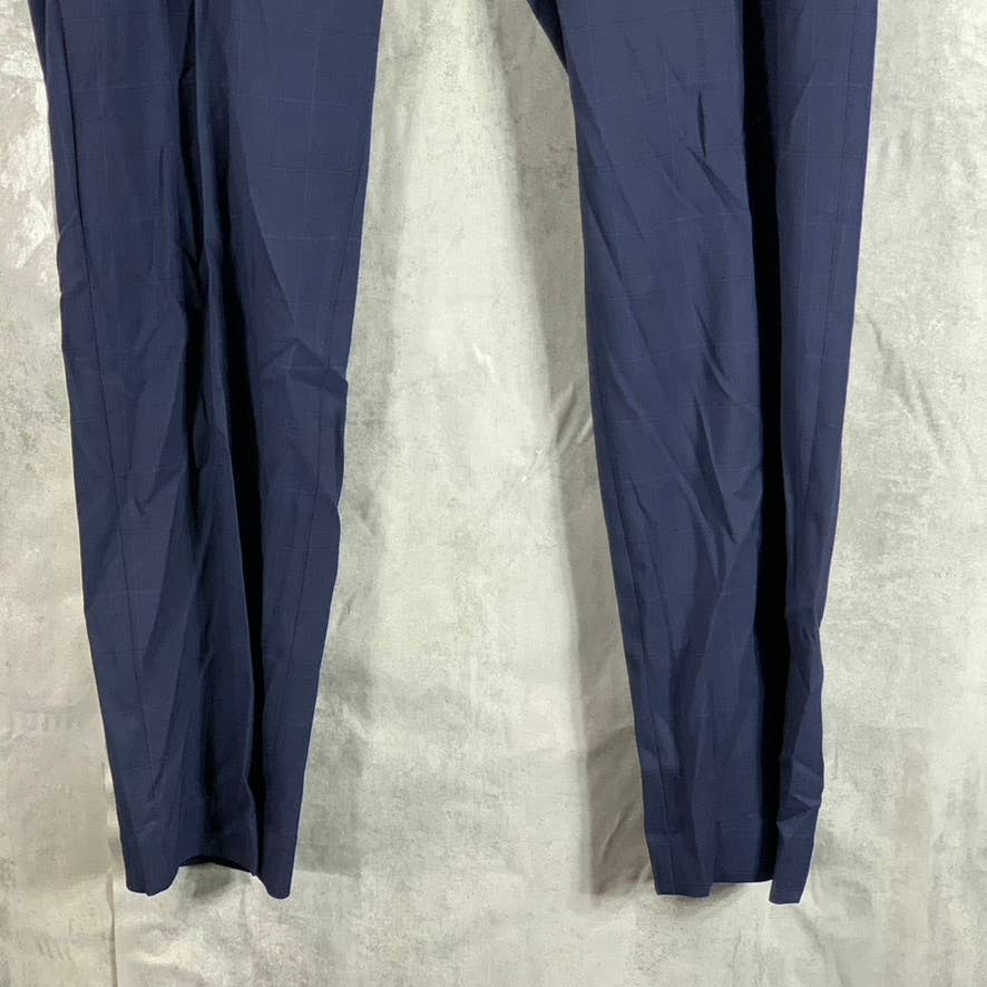 MARC NEW YORK Men's Navy Plaid Modern-Fit Flat Front Pants SZ 35X32