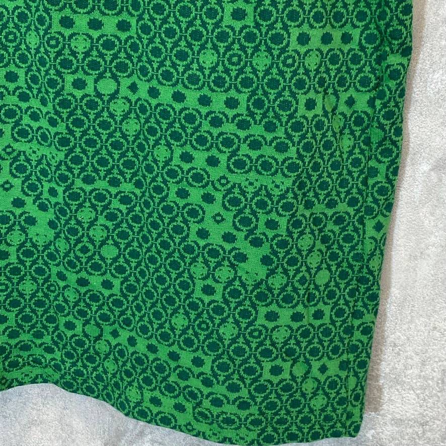 INC INTERNATIONAL CONCEPTS Women's Green Printed V-Neck Short Sleeve Top SZ XL
