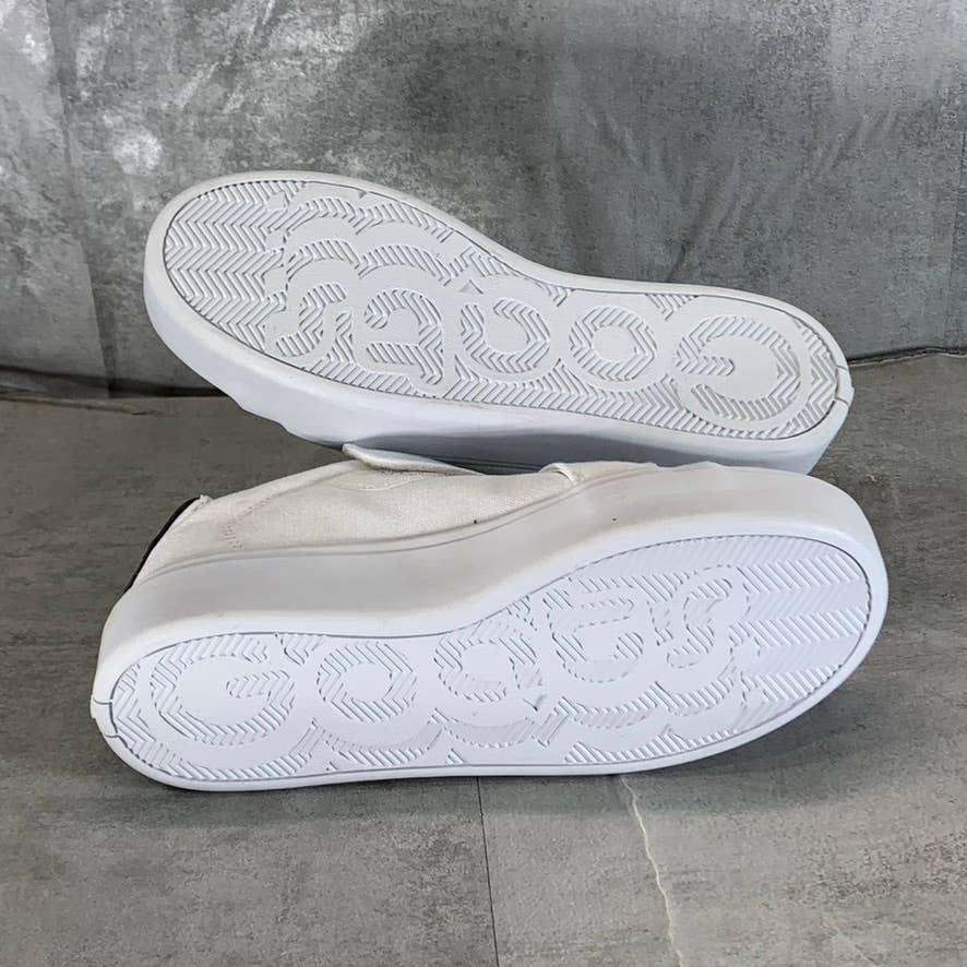 GOATS Women's White Canvas The 728 Cross Straps Platform Slip-On Sneakers SZ 8.5