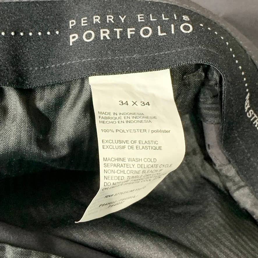 PERRY ELLIS PORTFOLIO Men's Charcoal Extra Slim-Fit Flex Stretch Pants 34x34