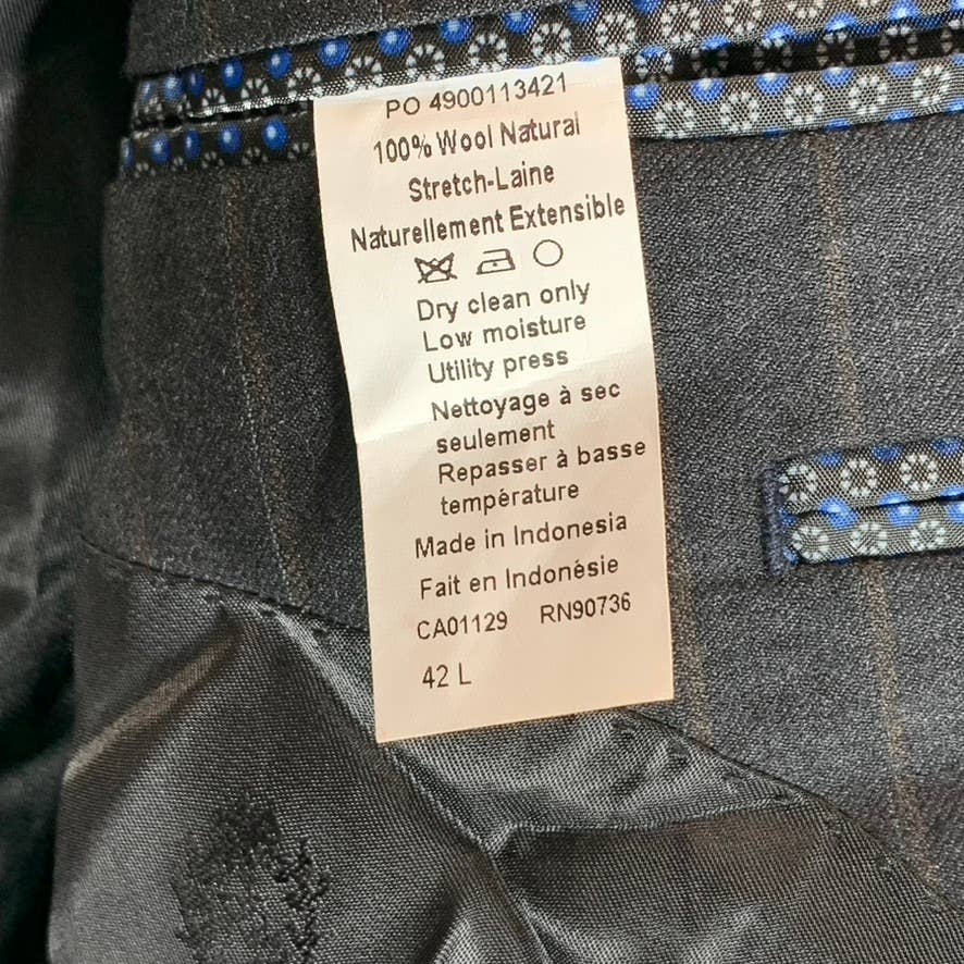 LAUREN RALPH LAUREN Men's Charcoal Long Stripe Ultra Flex Suit Jacket SZ 42L