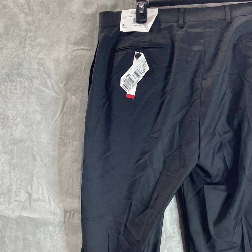 CALVIN KLEIN Men's Solid Black Slim-Fit Flat Front Dress Pants SZ 38X32