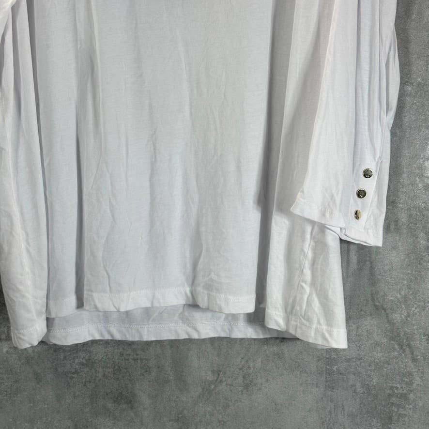 TOMMY HIFIGER Women's Bright White Scoop-Neck 3/4 Puff-Sleeve Top SZ 2XL