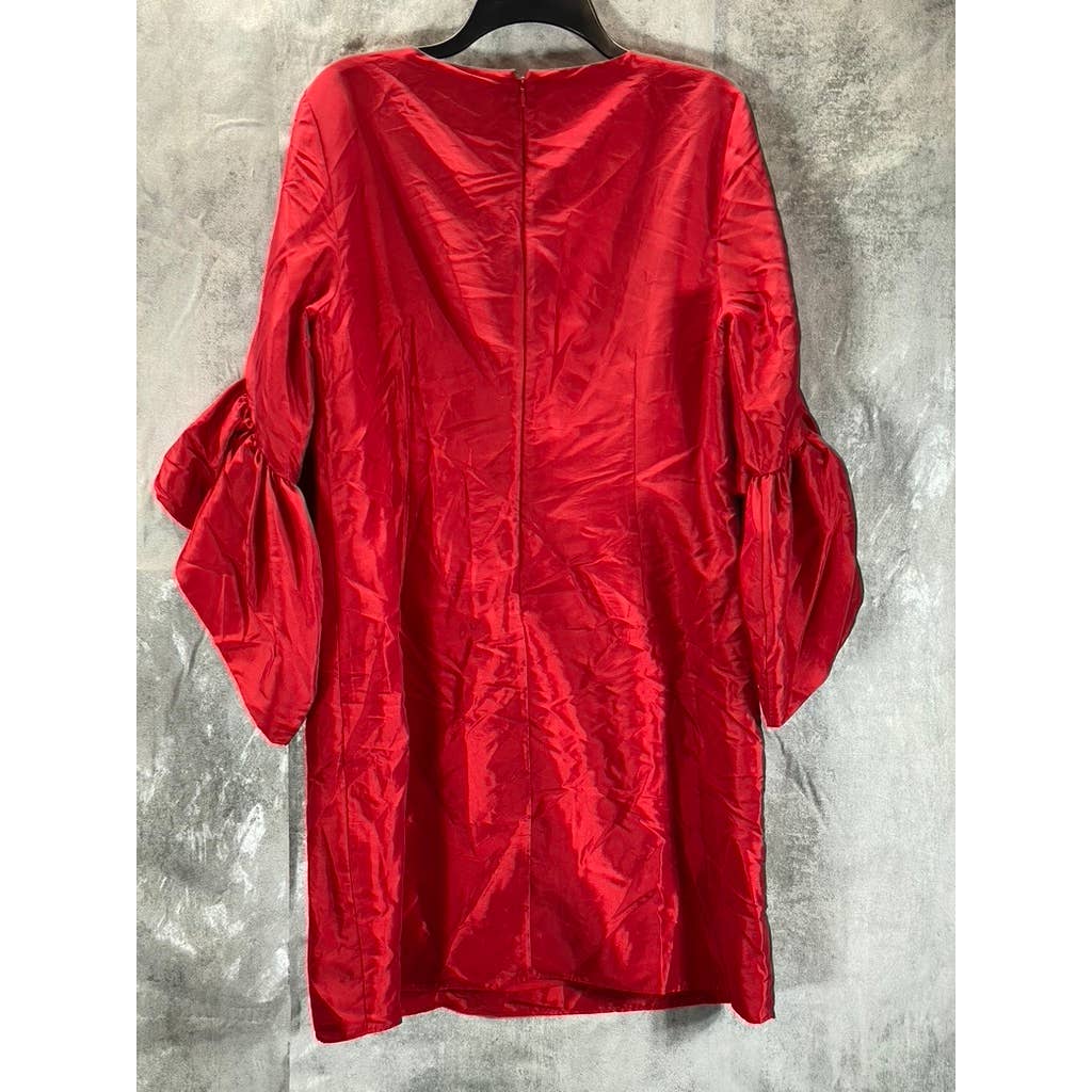 VINCE CAMUTO Women's Deep Red 3/4 Trumpet Sleeve Tafetta Mini Dress SZ M