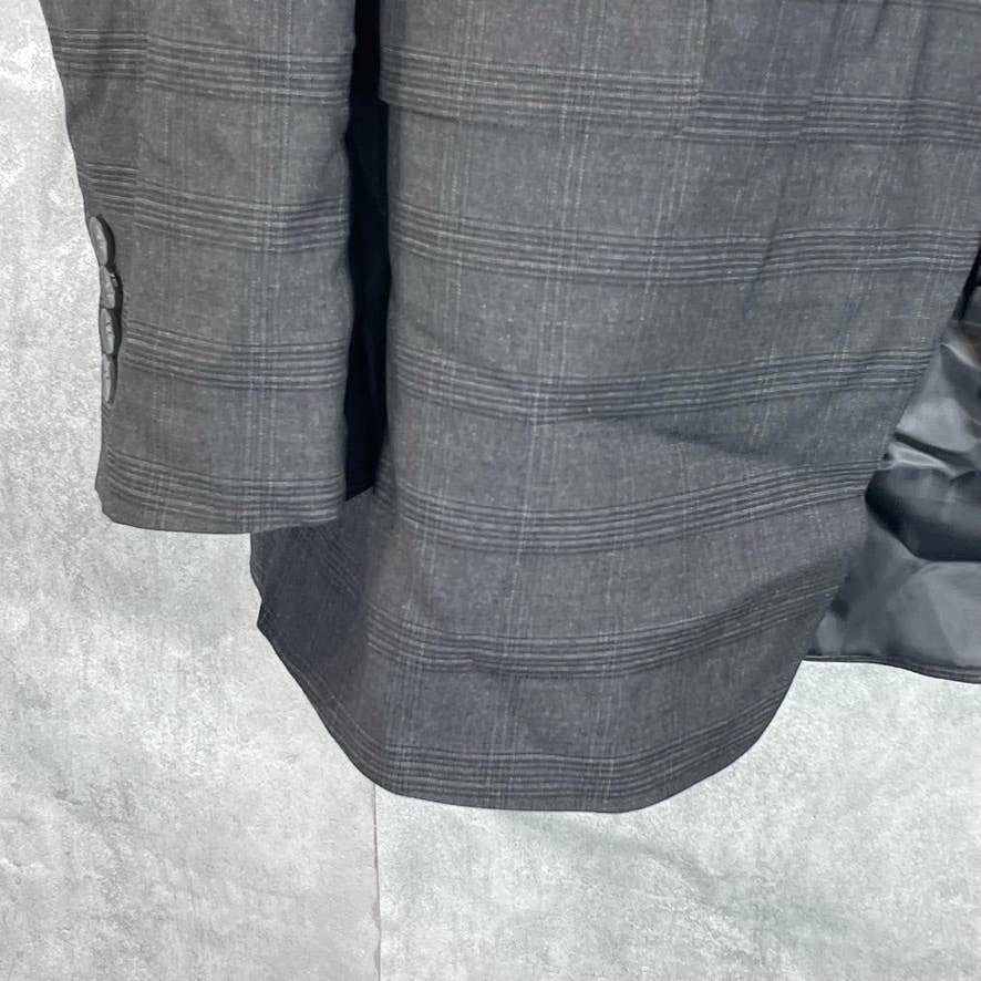 MARC NEW YORK Men's Light Grey Plaid Modern-fit Two-Button Suit jacket SZ 48R