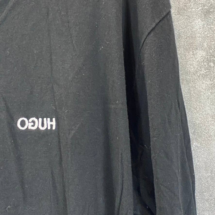 HUGO HUGO BOSS Men's Black Regular-Fit Crewneck Reverse Logo T-Shirt SZ L