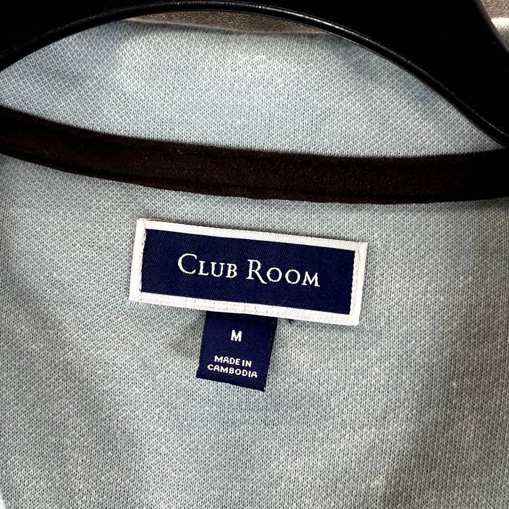 CLUB ROOM Men's Pale Glass Birdseye Mock-Neck Quarter-Zip Pullover Sweater SZ M