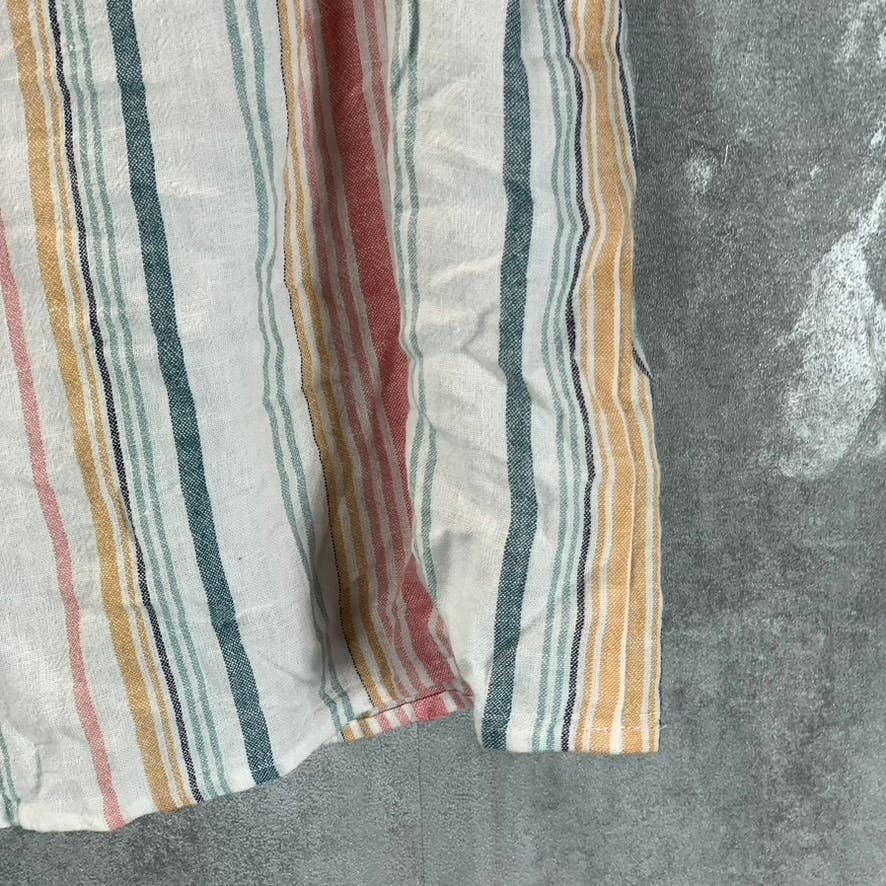 VINCE CAMUTO Women's Beach Stripe Scoop-Neck Frayed Short Sleeve Top SZ M