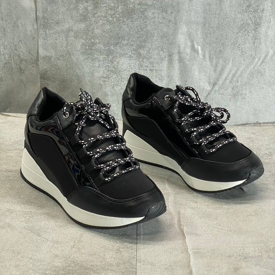 ALFANI Step N' Flex Women's Black Waldenn Lace-Up Wedge Platform Sneakers SZ 5.5