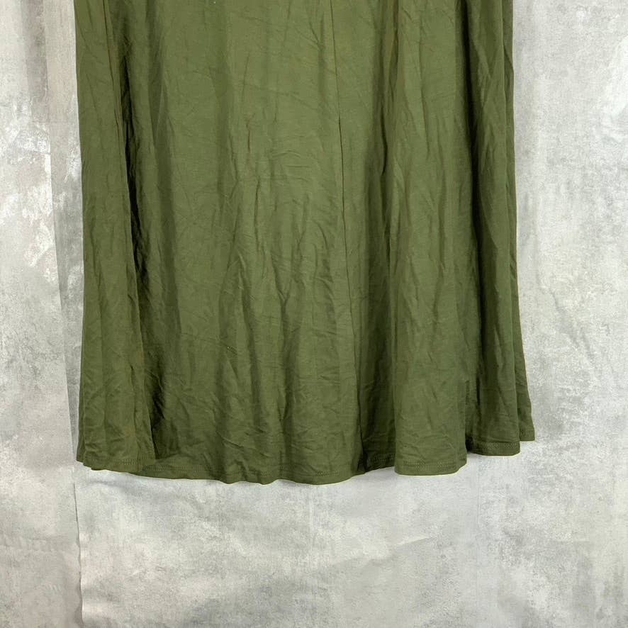 24SEVEN Comfort Apparel Women's Green A-Line Maxi Pull-On Skirt SZ M