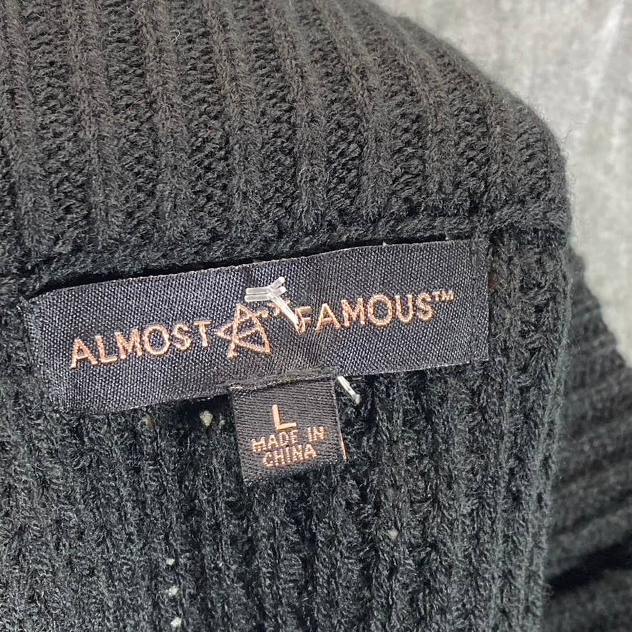 ALMOST FAMOUS Juniors' Solid Black Knit Knee-Length Bodycon Skirt SZ L